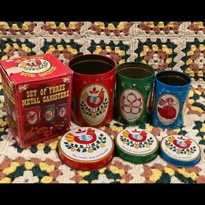 Twelve days of Christmas vintage Dutch style themed nesting tin canisters